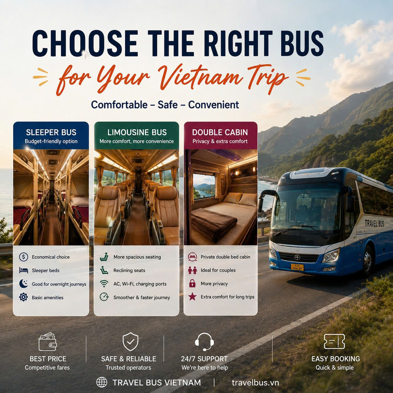 WHICH BUS SHOULD YOU CHOOSE FOR YOUR VIETNAM TRIP